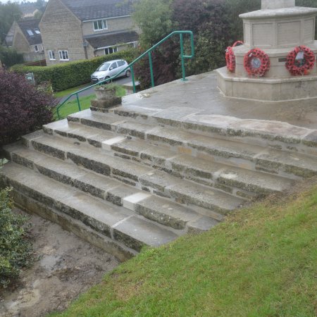 Repaired steps at the war memorial at Hopton Green.