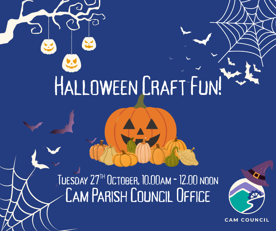Poster image for the Halloween craft session - purple background and big pumpkin